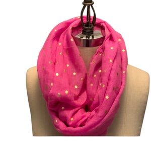 Aerie Pink and Gold Polka Dot Infinity Scarf